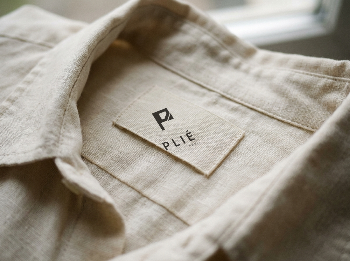 PLIÉ on a woven label